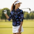 thumbnail image 4 of Uorisanigo Hummingbird Flower Womens 3/4 Sleeve Golf Shirts Fashion Relaxed Quick Dry Athletic Polo Shirts Soft Comfortable Polyester Spandex Fabric Tennis Tops with Zipper Size 2XL, 4 of 7