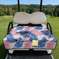 thumbnail image 2 of COEQINE Golf Cart Seat Protector with Fold Design & Carry Handle, Quilted Universal Fit 51.2x30.3 Inch for EZGO/Yamaha/Club Car 2-Seaters, 4-Pocket Storage, Blue Pink Palm Leaf, 2 of 8
