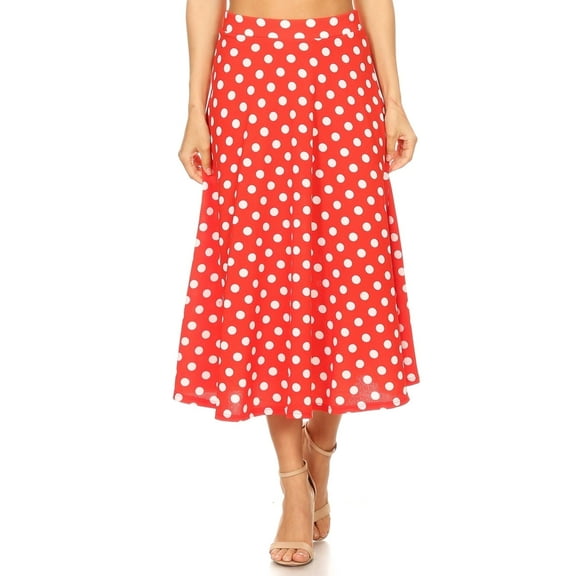 Women's Vintage High Elastic Waist A-line Multi-Colored Printed Flared Midi Skirts