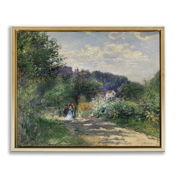 Stupell Industries Traditional Traditional Family on Path Gold Floating Frame Canvas Art, 21 x 17, by A. Renoir