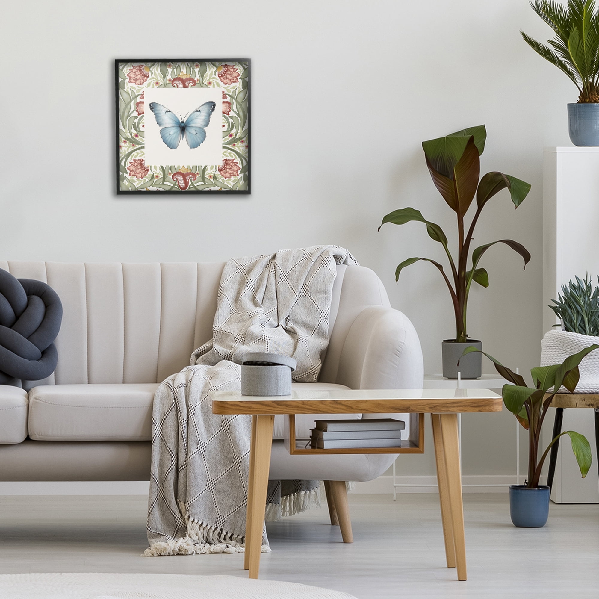 Stupell Industries Baroque Butterfly Vintage Flowers Black Framed Giclee Art, design by Elizabeth Medley