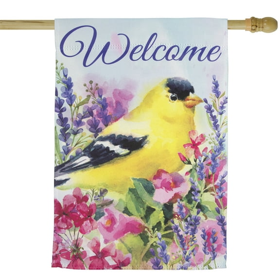 Northlight Welcome Yellow Finch Spring Outdoor House Flag 28" x 40"