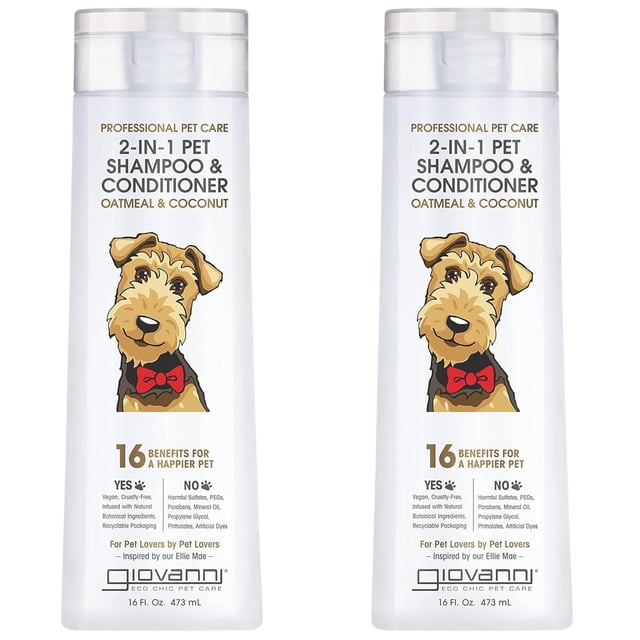 Champú y Acondicionador para Mascotas GIOVANNI 2 en 1 Avena y Coco 473 ml x2