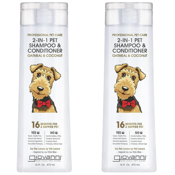 Champú y Acondicionador para Mascotas GIOVANNI 2 en 1 Avena y Coco 473 ml x2