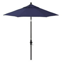 California Umbrella  7.5 ft. Sun Master Series Aluminum & Fiberglass Crank Collar Tilt Market Umbrella, Navy Blue Sunbrella
