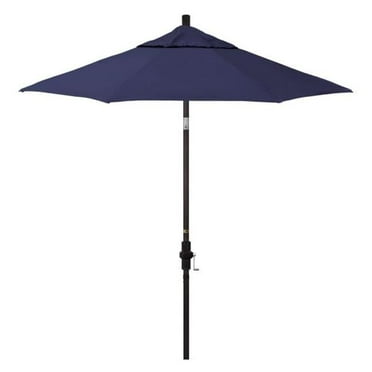 California Umbrella  7.5 ft. Sun Master Series Aluminum & Fiberglass Crank Collar Tilt Market Umbrella, Navy Blue Sunbrella