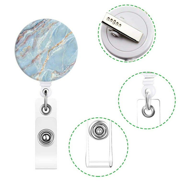 Farfi Badge Reel 360 Degree Rotating Decorative ABS Office Workers Glitter  Retractable Badge Holder for Daily Wear (Light Blue)
