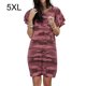 thumbnail image 1 of Vestido de mujer Camiseta larga con estampado de camuflaje Vestido suelto de manga corta, rojo vino, 5XL Jumpingount AP002154-16, 1 of 6
