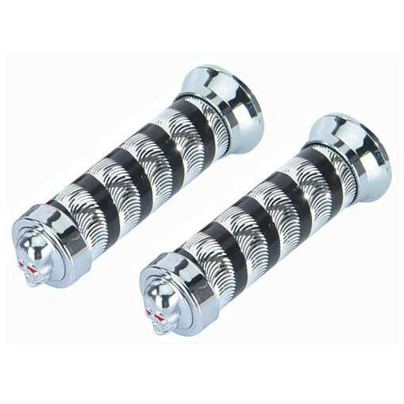 Grips Swirl Black/Chrome 9518 Skull. Bike grips, bicycle grips, lowrider grips, beach cruiser grips, mountain bike grips