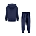 thumbnail image 4 of WTOBBY Women's Fashion Casual Solid Color Loose Hooded Sweatshirt Two-Piece Set, Comfortable Lounge Wear for Home, Street Style Outfit for Daily Activities, Perfect for Relaxation,Navy S, 4 of 5