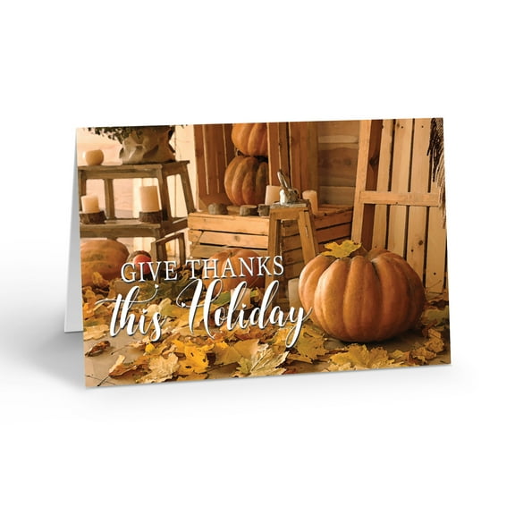 A Gorgeous Rustic Giving Thanks - Thanksgiving Day Card - 12 Cards and Envelopes