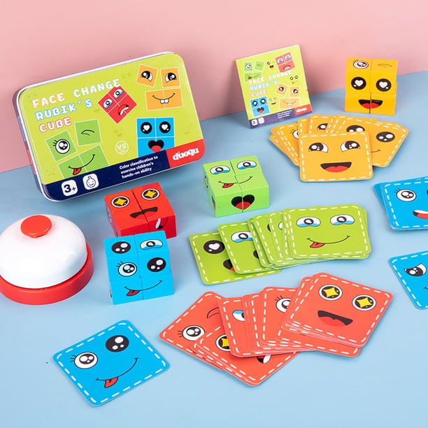 Bloques de construcción de cubos de Rubik con expresión que cambian de cara, caja de hierro, juguetes de batalla para niños, juego de mesa entre padres e hijos, juguetes de nivel de desafío