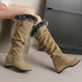 thumbnail image 5 of Tawop Womens Boots Tall Low Heel Buckle Thick Sole Fall Boots, 5 of 8