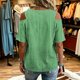 thumbnail image 4 of Neewe Women's 2026 Spring Summer Striped V Neck Short Sleeve Pullover Blouse Off Shoulder T-Shirts, 4 of 6