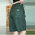 thumbnail image 6 of XFeng Men Black Embossed Jacquard Shorts Drawstring Elastic Waist Casual Knee‑Length Shorts, 6 of 7