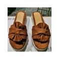 thumbnail image 3 of Woobling Womens Summer Flatform Espadrille Slip On Peep Toe Bowknot Comfort Shoes Sandals, 3 of 3