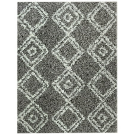 Super Area Rugs Cozy Plush Grey White Diamond Rug 5 X 7 2 This On Opens A Dialog That Displays Additional Images For Product With The Option To Zoom In Or Out
