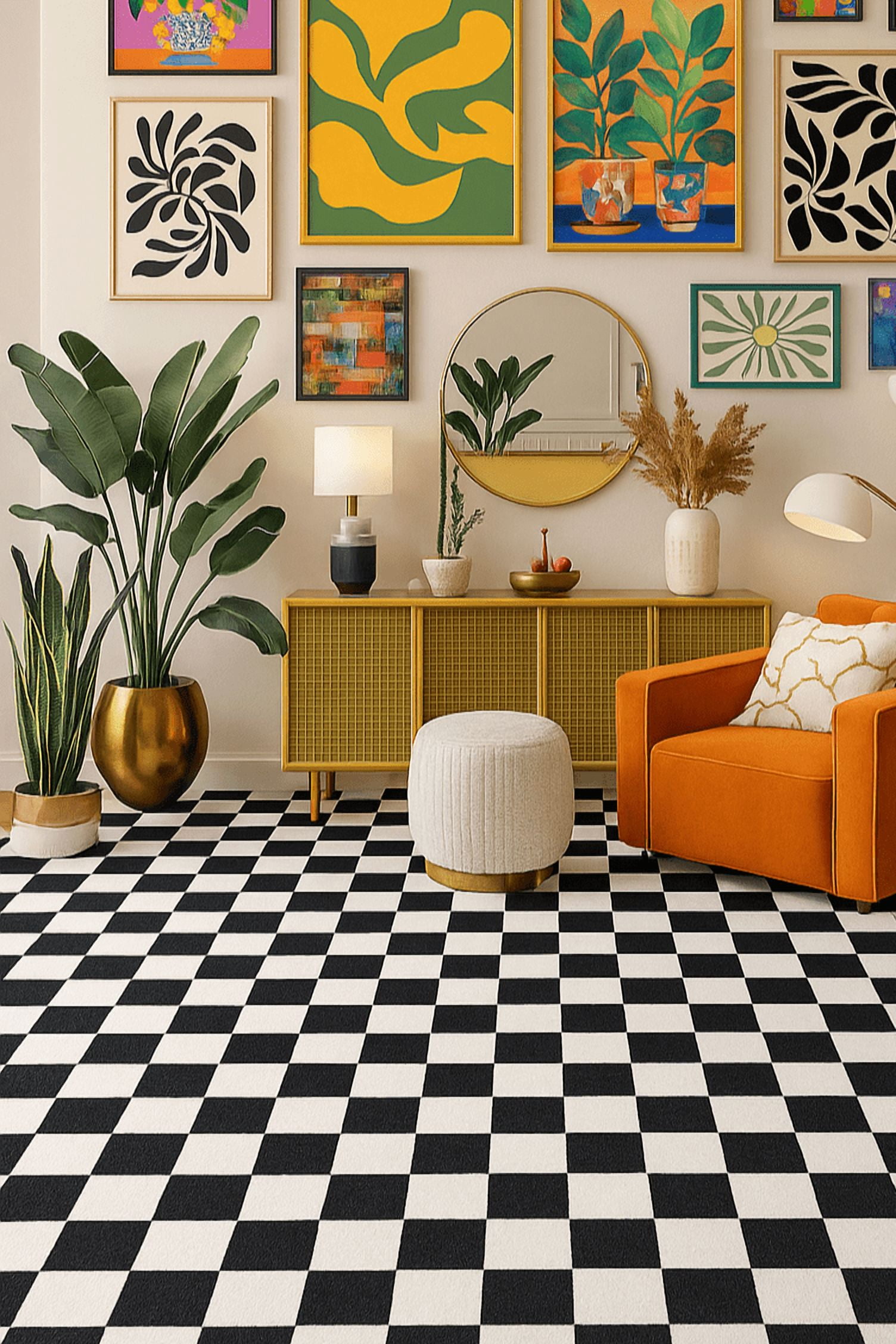 Tapis de surface Géométrique Rug Branch Metro Checkered Noir 5' x 8' (Taille exacte: 5'3" x 7'7") Noir Contemporain - Living Room, Bedroom, Dining Room, and Kitchen