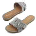 thumbnail image 3 of COM STAR Women’s Rhinestone Slide Sandals Sparkly Dressy Flat Sandals Fashion Summer Slip On Sandals for Party, Vacation and Casual Wear, 3 of 6