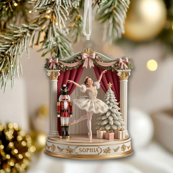 Nutcracker Ballet Christmas Ornament – Custom Name Ballerina Stage Decor, Xmas Gift, Nutcracker Ballet Dancer Clara Christmas Gift