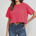thumbnail image 2 of WEIGFI Womens Tshirts Cotton Loose Fit Workout Cropped Tops Yoga Running Crew Neck Short Sleeve Lightweight Clothes Solid Color Trendy Soft Vacation Everyday Wear,Red,L, 2 of 7