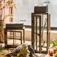 thumbnail image 3 of Decorative Table Lantern Wooden Glass Lantern, 3 of 11