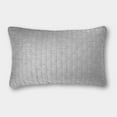 thumbnail image 5 of Melange Quilted Decorative Throw Pillow – 12x20 – Viscose from Bamboo Cotton Blend – Brick Pattern, Silver Gray with Insert, 5 of 6