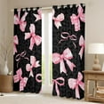 thumbnail image 2 of Manfei Cartoon Princess Bowknot Curtains Pack of 2 (42x84 Each) for Teens, Black Pink Ribbon Curtains Blackout, Romantic Leopard Print Bedroom Curtains, Window Curtains Bedroom Decor, 2 of 6