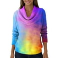 thumbnail image 4 of Dwralegc Womens Sweaters Fashion Multicolor Cowl Neck Knitted Pullover Long Sleeve Blouses Jumper Lightweight Fall Winter Sweater Multicolor S, 4 of 5