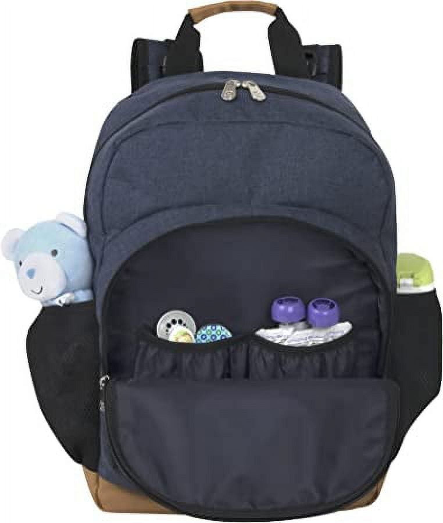 Fisher-Price Fastfinder Multipocket Grey Diaper Bag Backpack with Changing Pad and Stroller Straps (Blue)