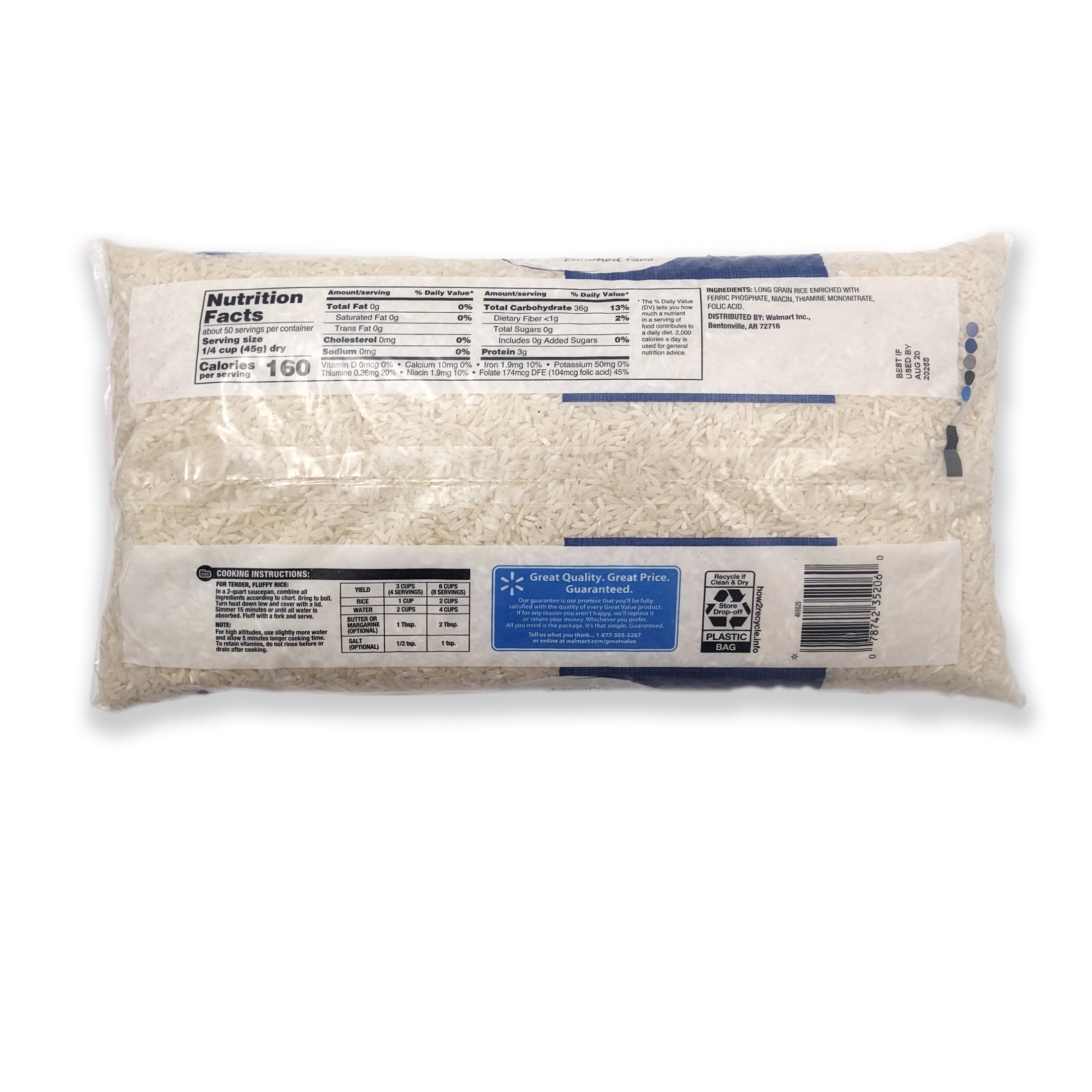 Great Value Long Grain Enriched Rice, 5 lbs