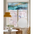 thumbnail image 4 of Teal Golden Marble Kitchen Valances for Windows Farmhouse Linen Window Valance Curtain for Living Room Window Treatment Aesthetics Modern Abstract Art Valance Rod Pocket Topper Drape, 60 x 18 Inch, 4 of 6