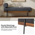 thumbnail image 3 of 48" Upholstered Ottoman Bench with One Pillow Modern Metal Legs Bed Foot Stool Bedroom Entryway Charcoal, 3 of 8