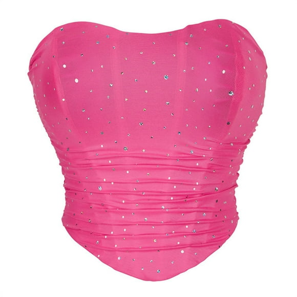 Christmas_Clearance,Women's Corset Top, Bandage Straps, Vintage Court Design, Sexy Print, Casual Tank, for Evening Outfits, Supportive, Stretchy Material Easy-to-Style Look|100%Polyester,Hot Pink