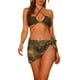thumbnail image 1 of Conjuntos de bikini de 3 piezas para mujer, con anillo, strapless, con faldas de playa y pareos, color café oscuro, talla grande, 1 of 5