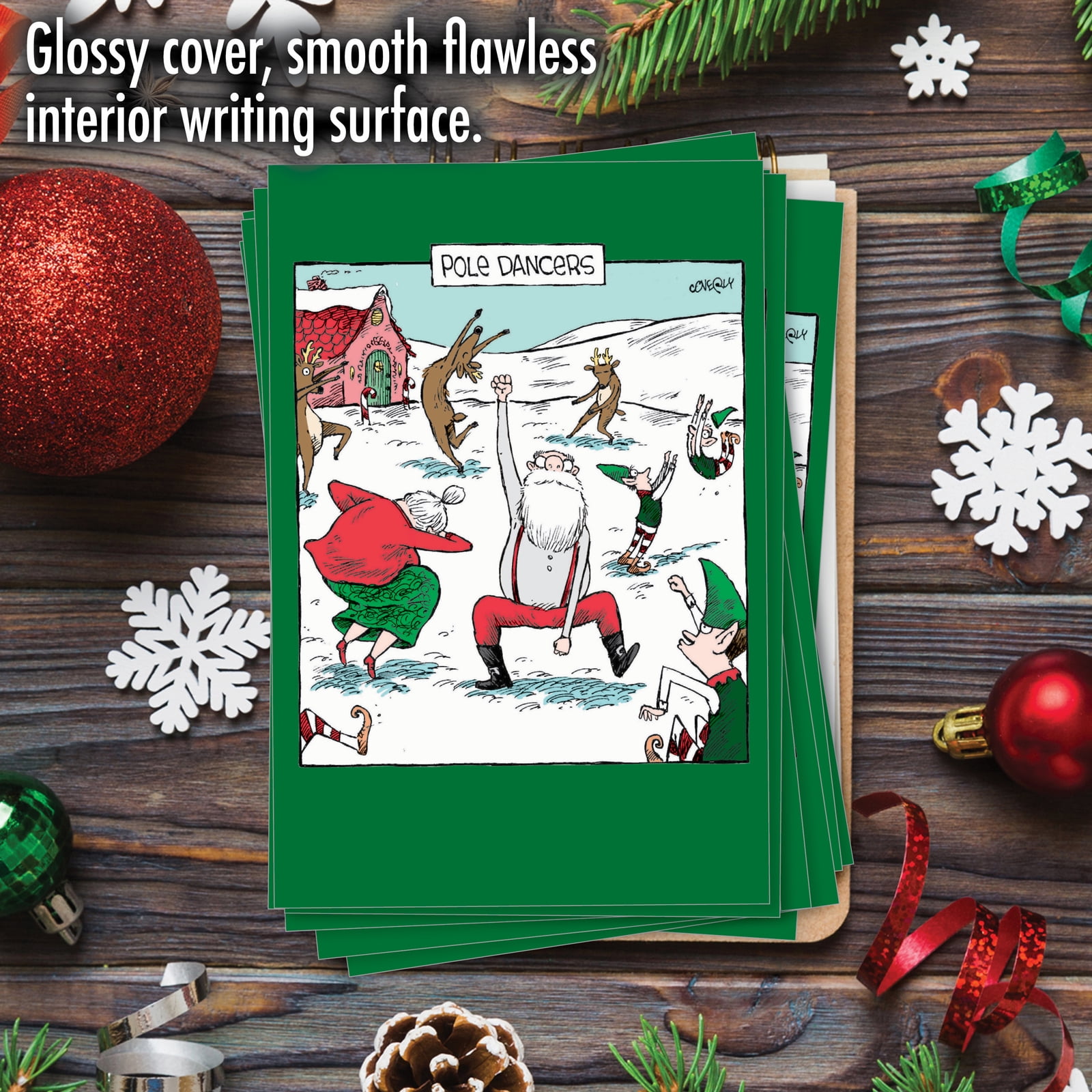 12 Christmas Greeting Cards (1 Design, 12 Cards) - Pole Dancers C7082XSG-B12x1