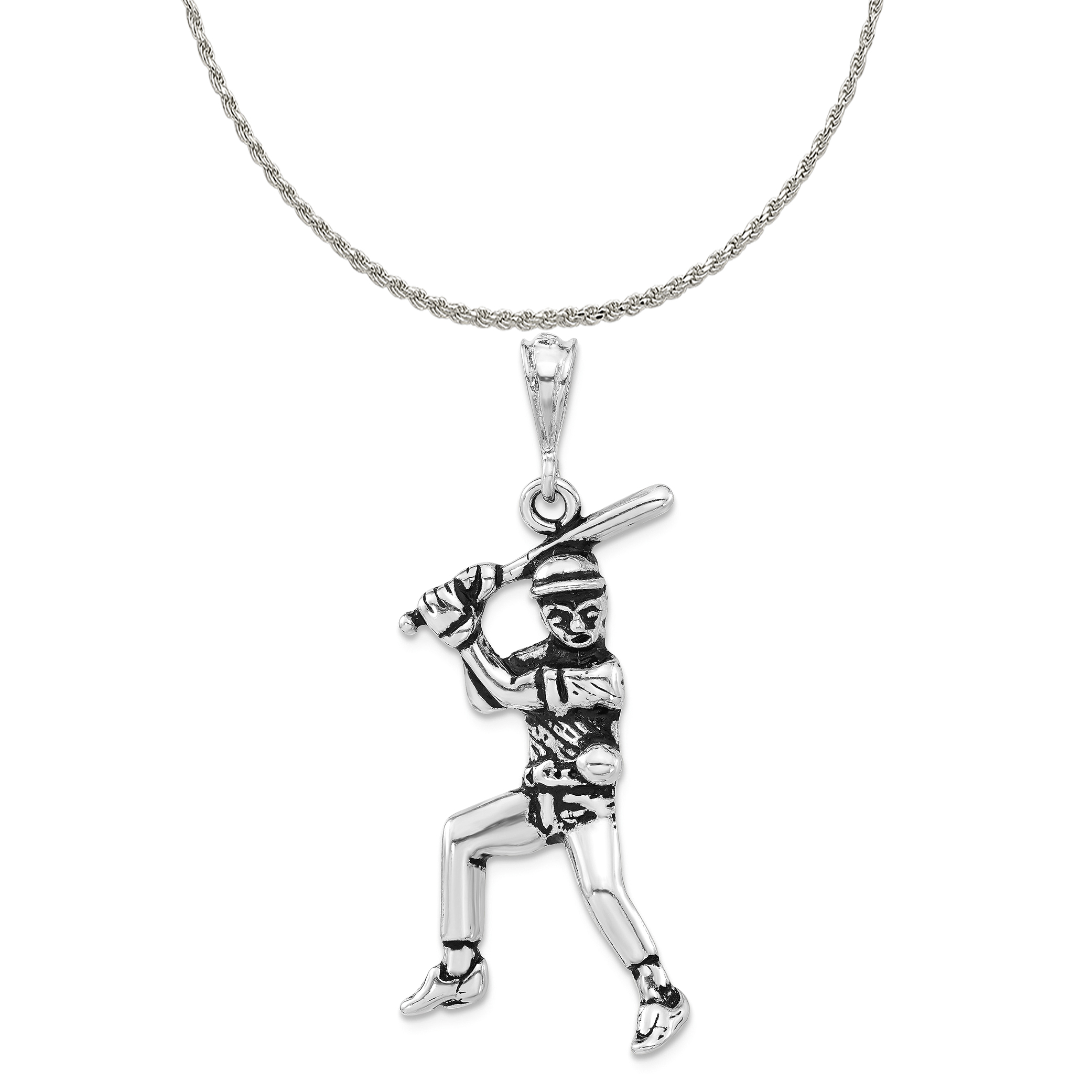 Sterling Silver Rope Chain Necklace 18 