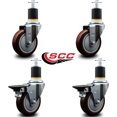 thumbnail image 2 of 4 Inch Maroon Poly Wheel Swivel 1-7/8 Inch Expanding Stem Caster Set 2 Brakes, 2 of 2