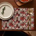 thumbnail image 4 of Red Christmas Collage Pattern Summer Placemats Table Placemats Set Of 6-Linen Kitchen Washable Placemats Table Mats 11.8"x17.7" Non-Slip Heat Resistant, 4 of 5