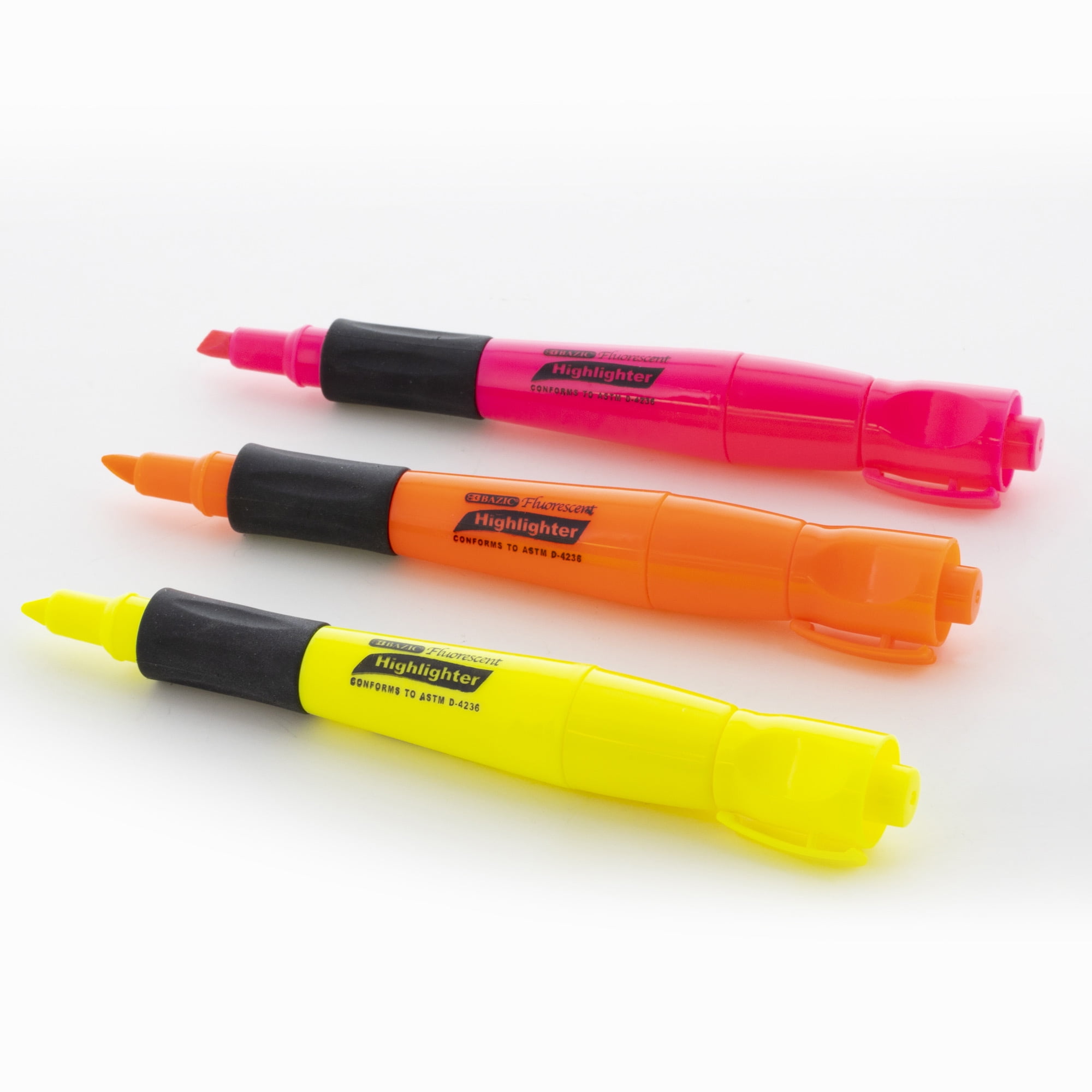 BAZIC Yellow Highlighter Desk Style Chisel Tip Marker (3/Pack), 24-Packs
