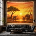 thumbnail image 6 of African Savanna Elephants at Sunset, Majestic Illustration for Nature Lovers, Wildlife Wall Art Decor Housewarming Gift Tapestry Wall Hanging for Living Room and Bedroom, 6 of 7