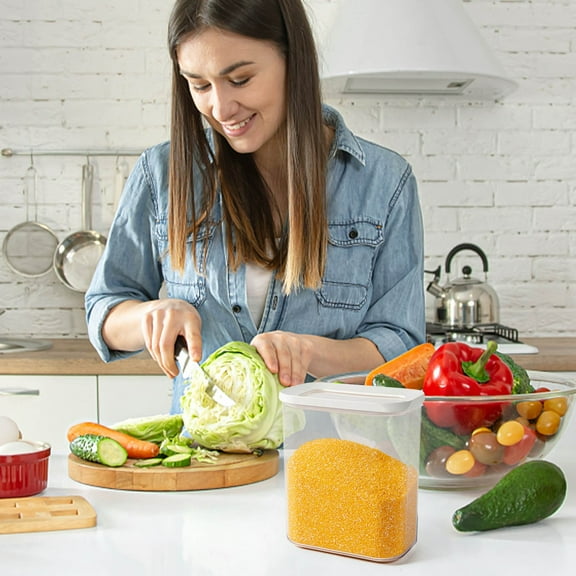 Airtight Food Storage Containers Set of 4, Plastic Kitchen Pantry Organization with Locking Lids for Flour, Sugar, Rice, Cereal, Snacks, Stackable & Space Saving for Home and Kitchen Use