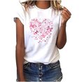 thumbnail image 4 of Fesfesfes Womens Work Shirts Women's Summer Floral Printing Fitting T-shirt Short Sleeved Round Neck Tops Blouse Workout Tops for Women Short Sleeve 12(XXL), 4 of 8