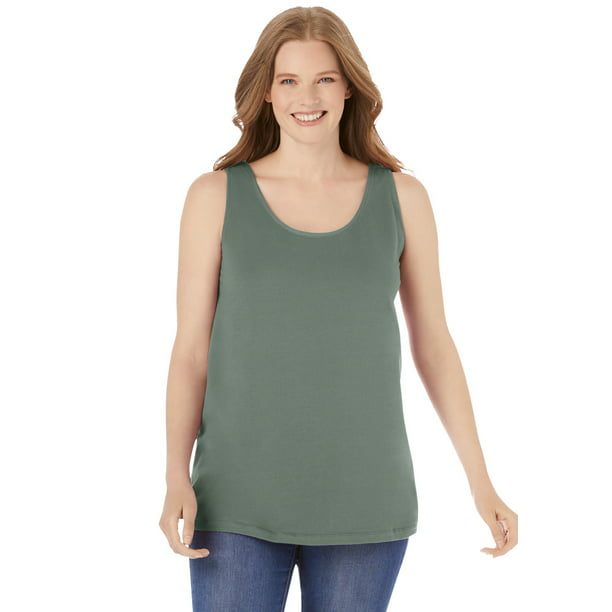 Woman Within Plus Size Scoop Neck Top - L, Pine Green Walmart.com