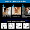 thumbnail image 3 of 24 Pcs Lames de Rasoir Remplaçables Recharges Manuelles 3 Lames Recharges 3 Recharges pour Hommes, 3 of 5