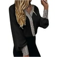 thumbnail image 2 of OKBOP One Shoulder Tops for Women,Leopard Printing Flared Sleeve Long Sleeve Botton V-Neck Shirt Plus Size Blouses for Women Womens Sweatshirt, 2 of 5