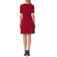 thumbnail image 3 of INSPIRE CHIC Knit Dress for Women Solid Color Crew Neck Short Sleeves Slim Fit Summer Mini Dresses S Dark Red, 3 of 5