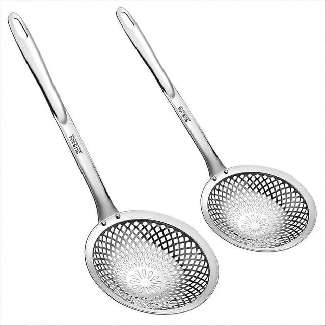 Skimmer Spoon,304 Stainless Steel Strainer Spoons, Dia 4.3 & 5.9 Inch