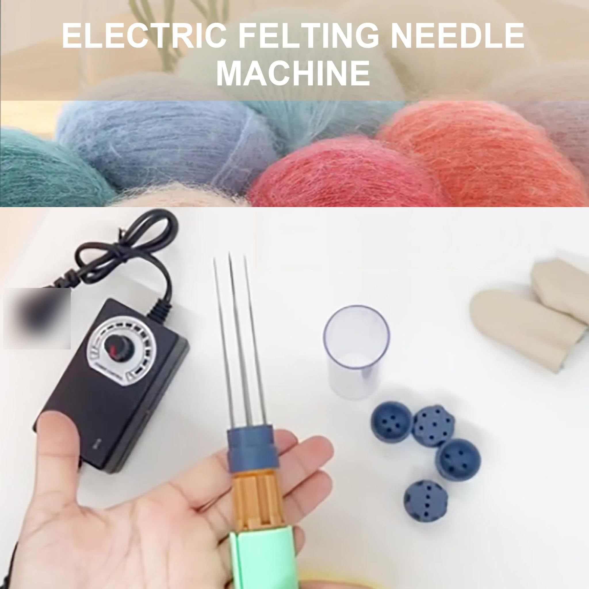 Electric Felting Needle Machine Kit, Wool Felting Tool,1-7 Needles Speed Adjustable, Easy to Change Needle, Stroke 2cm, Transparent Shell, for DIY Wool Painting, Felted Craft Wor