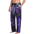 thumbnail image 2 of Yiaed Purple Plant White Tiger Print Men's Lounge Pants, Loose PJ Bottoms, Long Pajama Pants for Men-Medium, 2 of 5
